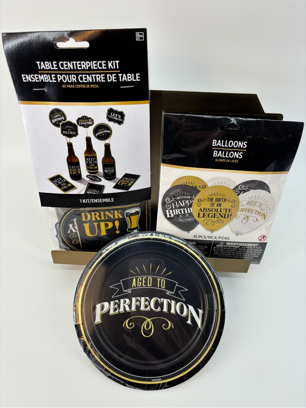 Aged to Perfection Party Kit — Black & Gold Tableware